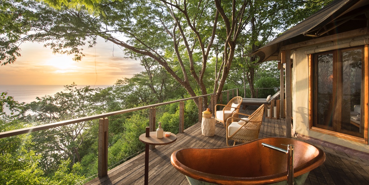 View from the outdoors terrace of the tent