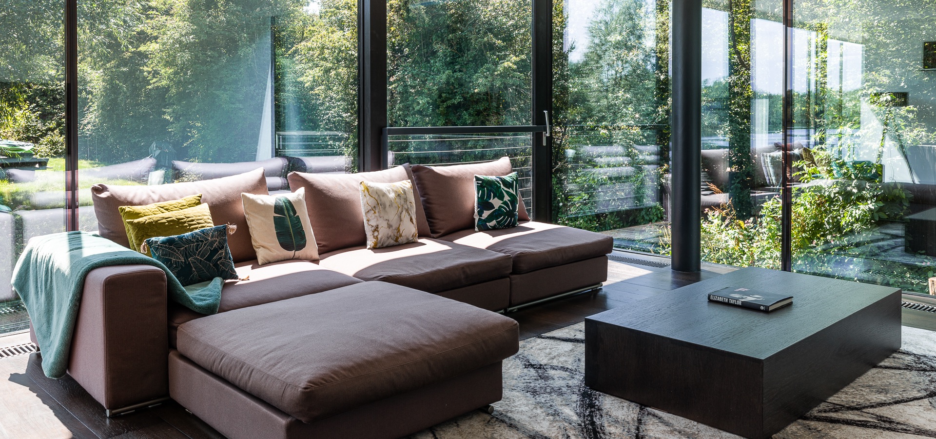The Glasshouse living room with views